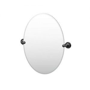 Gatco Desinger II Frameless Oval Pivot Mirror, 26.5 Inch, Matte Black