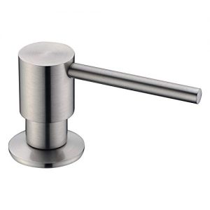 GICASA Brass Commercial Built In Undermount Soap Dispenser, Brushed Nickel Metal Pump Head Liquid Lotion Kitchen Countertop Soap Dispenser with 320ml PP Bottle