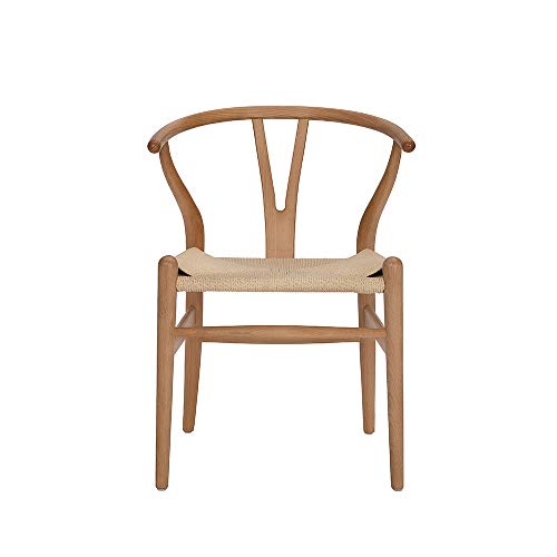 Tomile Wishbone Chair Y Chair Solid Wood Dining Chairs Rattan Armchair Natural (Beech-Natural Wood Color)