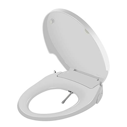 Saniwise Toilet Seat, Elongated Advanced Bidet Toilet Seat with Self Cleaning Dual Nozzles Separated Rear & Feminine Cleaning Natural Water Spray, Soft Closed Toilet Seat, Easy DIY Installation