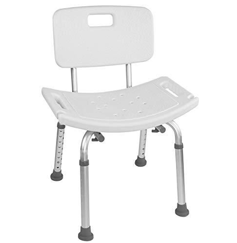 Vaunn Medical Tool-Free Assembly Spa Bathtub Adjustable Shower Chair Seat Bench with Removable Back