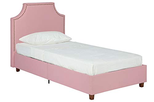 DHP Melita Linen Upholstered Platform Bed Frame,Pink, Twin