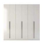 Manhattan Comfort Eldrige Collection 6 Door Freestanding Wardrobe Closet for Bedroom Use, 90" L x 19" D x 90" H, Nature/Nude