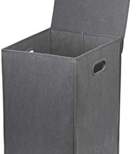 Simple Houseware Foldable Laundry Hamper Basket with Lid, Dark Grey