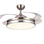 Lighting Groups 42" Invisible Ceiling Fans with Light Remote Control 4 Retractable Clear ABS Blades Bedroom Livingroom Fan Chandelier Indoor LED Ceiling Light Kits with Fans (Chrome-05)