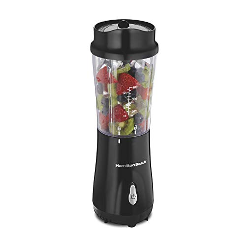 Hamilton Beach Personal Blender for Shakes and Smoothies with 14oz Travel Cup and Lid, Black (51101AV)