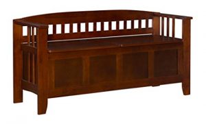 Linon Home Decor Storage Bench with Short Split Seat Storage, Walnut