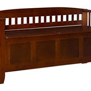 Linon Home Decor Storage Bench with Short Split Seat Storage, Walnut