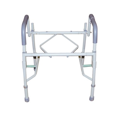Drive Medical Steel Drop Arm Bedside Commode Drive Medical Steel Drop Arm Bedside Commode with Padded Seat and Arms, Grey.