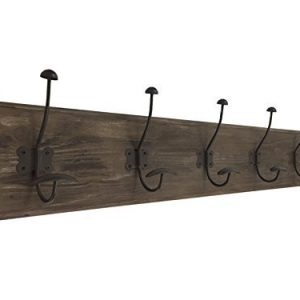 AVIGNON HOME Rustic Coat Rack with Hooks Vintage Wooden Wall Mounted Coat Rack 38 inches Wide and 7 inches high for Entryway Bathroom and Closet