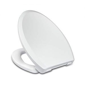 Elongated Toilet Seats with Slow Close lid, Easy Clean & Change Hinges Seat, Suitable Elongated or Oblong Toilets, No Slam Toilet Seat, White