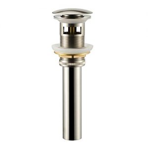 Purelux Bathroom Faucet Vessel or Vanity Sink Spring Pop Up Drain Stopper With Overflow, Brshed Nickel Finish