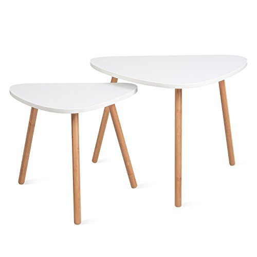 HOMFA Nesting Coffee End Tables Modern Furniture Decor Side Table for Living Room Balcony Home and Office ( White, Set of 2 )