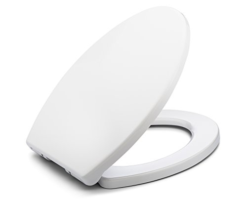 BATH ROYALE BR237-00 MasterSuite Elongated Toilet Seat with Cover, White – Slow Close, Easy Clean, Replacement Toilet Seat Fits All Toilet Brands including Kohler, Toto and American Standard