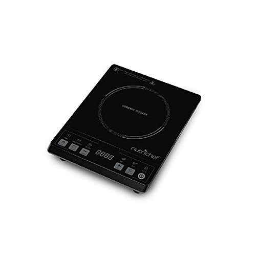 Countertop Burner, Infrared Cooktop, Ceramic Cookware, Electric Stovetop, Black Tempered Glass, LCD Display, Keep Warm, 1200W, 120V - NutriChef