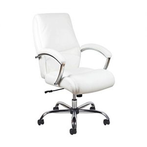 OFM Essentials Collection Ergonomic High-Back Bonded Leather Executive Chair, in White with Chrome Finish