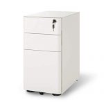 DEVAISE 3-Drawer Slim Locking File Cabinet, Fully Assembled Except Casters, Legal/Letter Size, White