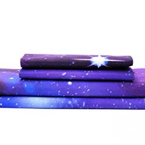 Bedlifes Galaxy Sheets Outer Space 3D Sheet Set Galaxy Theme Bedding sets 4PCS Bed Sheet& Fitted Sheet with 2 Pillowcases Purple Full