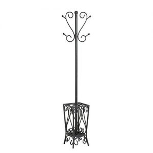 Southern Enterprises Metal Scrolled Coat Rack and Umbrella Stand 69"Tall in Black Finish