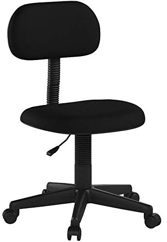 Hodedah Armless, Low-Back, Adjustable Height Hodedah Armless, Low-Back, Adjustable Height, Swiveling Task Chair with Padded Back and Seat in Black.