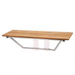 Giantex 36" Double Seat Folding Shower Bench Folding Shower Seat Teak Wood and Aluminum Modern Wall-Mounted Fold Up Bathroom Stool Foldaway Shower Seating Chair (Wooden)