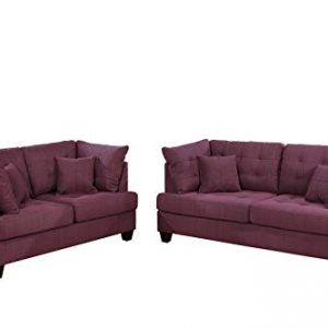 Bobkona 2-Pcs Sofa and Loveseat Purple