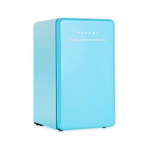 KUPPET Retro Mini Fridge Compact Refrigerator with Covered Chiller Compartment for Dorm, Garage, Camper, Basement or Office, Adjustable Removable Glass Shelves, 3.2 Cu.Ft, Blue