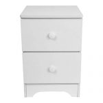 Nightstand End Tables Storage Cabinet Bedroom Side Locker 2 Drawer Wood Bedroom (White)