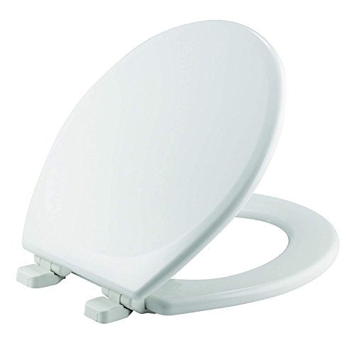 MAYFAIR 843SLOW 000 Toilet Seat will Slow Close and Never Loosen, ROUND, Durable Enameled Wood, White