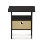 Furinno End Table Bedroom Night Stand w/Bin Drawer, Espresso/Brown