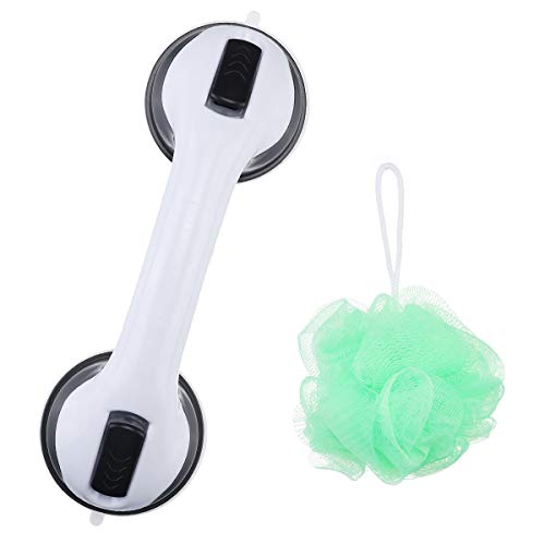 Suction Grab Bar, CHARMINER Suction Shower Grab Bar, Safety Hand Rail Support for Support with Free Shower Sponge for Elderly, Injury, Kid, Handicap
