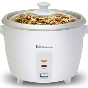 Elite Cuisine ERC-003 Electric Rice Cooker with Automatic Keep Warm Makes Soups, Stews, Grains, Hot Cereals, 6 Cooked (3 Cups Uncooked), 6 Cups Cups), White