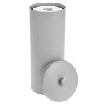 mDesign Plastic Free Standing Toilet Paper Holder Canister - Storage for 3 Extra Rolls of Toilet Tissue - for Bathroom/Powder Room - Holds Mega Rolls - Gray