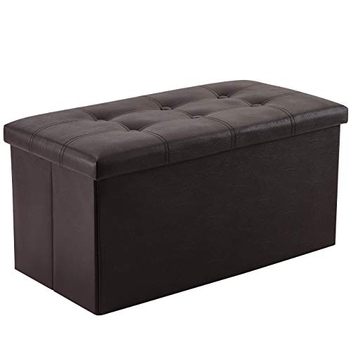 30-Inch Folding Storage Ottoman - Your Versatile Storage and Seating Solution 30-Inch Folding Storage Ottoman is the perfect solution for decluttering your living space. This versatile piece of furniture not only offers ample storage space but also serves as a comfortable seat. Crafted with Medium Density Fiberboard, waterproof PVC leather, and sponge padding, it provides a great seating experience. With an impressive 80-liter storage capacity, it can neatly organize toys, bedding, pillows, blankets, magazines, and more. Whether you need a shoe bench, footstool, step stool, or even a console table, this storage ottoman has got you covered. Setting it up is a breeze, taking just seconds, and it's suitable for various rooms, including the living room, bedroom, entryway, and lounge. When not in use, simply fold it flat and tuck it behind the door to save space. Get organized and enjoy a clutter-free home with this practical and stylish storage ottoman. 🧹 Declutter Your Space: The 30-Inch Folding Storage Ottoman is a must-have for anyone looking to reduce clutter in their living space. With an impressive 80-liter storage capacity, it offers ample room to organize and store toys, bedding, pillows, blankets, and magazines, keeping your home tidy.