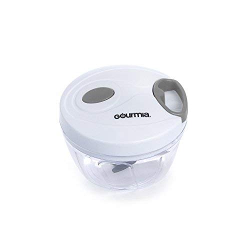 Gourmia Mini Slicer Pull String Manual Food Processor Gourmia GMS9280 Mini Slicer Pull String Guide Meals Processor With Bowl and Detachable Blade, Sturdy BPA free meals protected materials (2 Cup).
