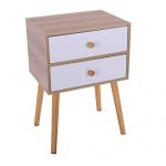 Small Nightstand,Jchen 【Ship from USA】 North American Modern Minimalist Bedside Cabinet Storage End Side Table Nightstand with Storage Drawer Solid Wood Legs Living Room Bedroom Furniture (Yellow)