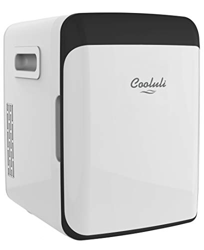 Cooluli Classic White 10 Liter Compact Portable Cooler Warmer Mini Fridge for Bedroom, Office, Dorm, Car - Great for Skincare & Cosmetics (110-240V/12V)