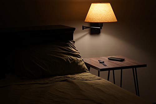 Kira Home Cambridge 13" Swing Arm Wall Lamp Kira Dwelling Cambridge 13" Swing Arm Wall Lamp - Plug in/Wall Mount, Opaque Paper Shade, 150W 3-Method + Twine Covers, Black End, 2-Pack.
