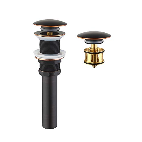 HOMELODY Vessel Sink Drain, 1 5/8" Bathroom Sink Drain with Removable Brass Strainer Basket, Anti-clogging Pop Up Drain Stopper Bronze without Overflow, HL8018AORB