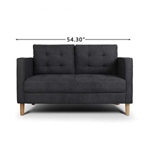 AODAILIHB Modern Soft Cloth Tufted Cushion Loveseat Sofa Small Space Configurable Couch 54.3" (Dark Grey)
