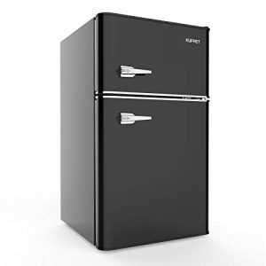 KUPPET Retro Mini Refrigerator 2-Door Compact Refrigerator for Dorm, Garage, Camper, Basement or Office, 3.2 Cu.Ft (Black)