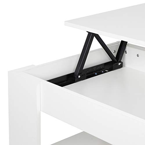 ZENY Coffee Table with Lift Top Hidden Compartment and Storage Shelves Modern Model: ZENY
