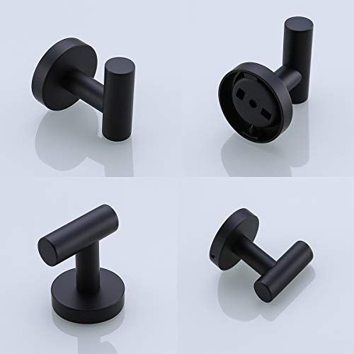 [2 Pack]Hanting Single Robe Hook, Matte Black Coat Hanting Single Robe Hook, Matte Black Coat Hook, Bathroom Hardware Accessories, Towel Hook for Bath and Kitchen, SUS 304 Stainless Steel, Wall-Mounted, Nordic Minimalism Hotel Style.