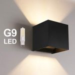 OOWOLF LED Outdoor Wall Lamp Indoor, Waterproof IP65 Aluminum LED Wall Lighting Replaceable G9 LED Bulb for Living Room, Bathroom, Hallway, Balcony, Stairs, Path, Patio 3000K Warm White