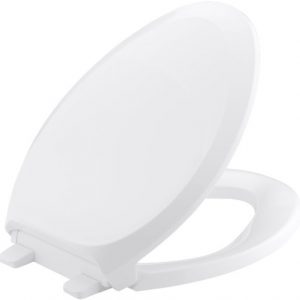 KOHLER K-4713-0 French Curve Quiet-Close with Grip-Tight Bumpers Elongated Toilet Seat, White