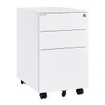Bonnlo 3 Drawer Metal Mobile File Cabinet with Lock Rolling Steel Office Cabinet with Drawers, Fully Assembled Except Casters, White
