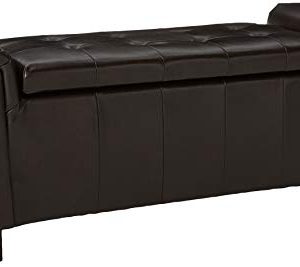 Christopher Knight Home Alden Armed PU Storage Bench, Brown