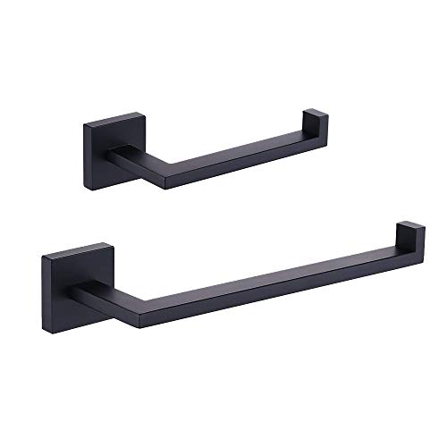 GERZ SUS 304 Stainless Steel Bathroom Hardware Set Matte Black Towel Ring and Toilet Paper Holder Bath Hardware Accessories Sets Wall Mounted