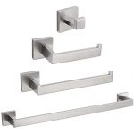 VELIMAX Premium Stainless Steel 4 Pieces Bathroom Hardware Accessories Set Wall Mounted Towel Bar Set, Brushed, 23.6-Inch