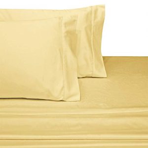 Royal Hotel Collection Luxury Ultra Soft Combed Cotton 600 Thread Count Sateen Woven Pillowcase Sets, Pair of Two Pillowcases, King Size 2 Piece Pillowcase Set, Solid Color, Gold